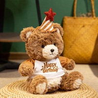 Peluche ours en peluche adorable avec tissu doux et design sur le thème des anniversaires, idéale comme cadeau confortable pour les enfants ou pour la décoration de la maison