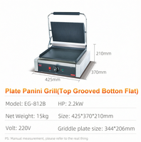 Équipement de cuisine professionnelle, plaque de cuisson électrique en acier inoxydable, gril panini (dessus rainuré, dessous plat), réglage multi-niveaux facile