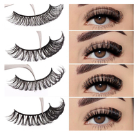 Nouvelle Tendance Cils en Vison Bouclés D, Bandes de Cils Volume Russe Courbure D C, Vente en Gros Faux Cils 3D en Vison, Fournisseur