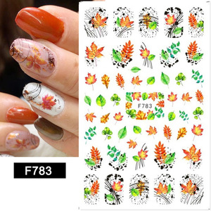 Nuevas pegatinas de uñas con diseño de hojas de arce otoñales, pegatinas amarillas para decoración de uñas con diseño de hojas de arce de otoño - Product Image 3
