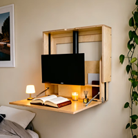Bureau assis-debout mural réglable de style français avec rangement, pliable, durable, écologique, pour chambre à coucher, petit espace, OEM