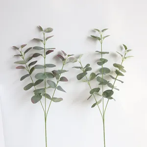 نبات اصطناعي 3 شقوق أوراق الأوكالبتوس وهمية للديكور غرفة المعيشة الزفاف محور