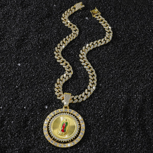 Hiphop Style Rotatable Circular Religious Pendant Necklace <b>Cuban</b> <b>Link</b> <b>Chain</b> Necklace Men's Necklace Fashion Jewelry Wholesale - Product Image 2