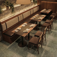 Vente en gros d'usine : Ensemble table et chaises en bois massif, style moderne rétro, pour restaurants, hôtels, cafés, et banquette de salle à manger pour cafés.