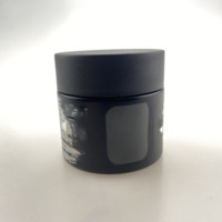 Bocal en verre à fleurs rondes transparentes de 3.5g avec couvercle à vis noir mat ou lisse 2oz 3oz 4oz avec fenêtre transparente