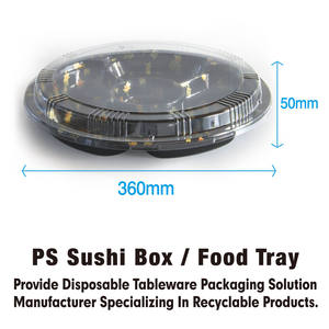 Bandejas de Sushi Redondas de Plástico PET de 12 Pulgadas con Logotipo Personalizado, Contenedor Grande con Tapa de Blíster - Product Image 2