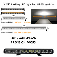 Barre lumineuse LED ultra-résistante à une seule rangée ECE R10 R149 pour tracteur agricole, 20/40 pouces, 32V, ambre et blanc, feux de jour DRL