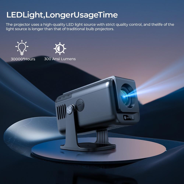 Hy320 FHD 1080P 4K Mini Video Projector Portable Dynamic UI Android 13 Systems Upgrade Smart Home Theater LCD Battery Outdoors