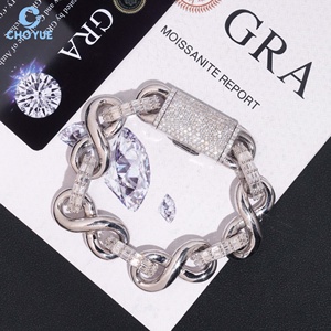 Hip Hop 925 Silver Moissanite Chain <b>Bracelet</b> Rhodium Plated Baguette Cut <b>Infinity</b> Style Link Unisex Luxury Everyday Wear - Product Image 5