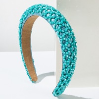 Q&Y Serre-tête élégant de style européen et américain, fait main, en maille perlée, largeur 3 cm, avec éponge et strass en cristal, style baroque, pour soirée