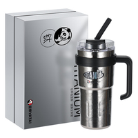 Gobelet isotherme YATAI à double paroi en titane 800 ml, durable, anti-fuite, sans BPA, avec poignée et paille pour l'extérieur