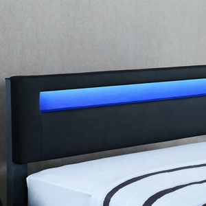 <span class=keywords><strong>Lit</strong></span> <span class=keywords><strong>de</strong></span> rangement moderne en cuir noir double avec <span class=keywords><strong>LED</strong></span> <span class=keywords><strong>sur</strong></span> la tête <span class=keywords><strong>de</strong></span> <span class=keywords><strong>lit</strong></span> Style panneau <span class=keywords><strong>de</strong></span> rembourrage souple pour usage domestique Willsoon - Product Image 5