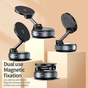 Magnetic Wireless Phone Holder with Charger 360 Degree <b>Rotating</b> Aluminum Alloy Dashboard Mount Vacuum Suction Car Stand - Product Image 4