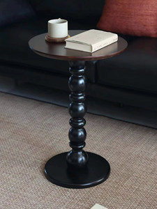 Table basse ronde en bois massif de style français NKAHS, ensemble de table de chevet pour salon et chambre à coucher, style mi-siècle - Product Image 2