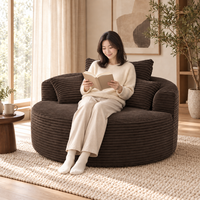 Übergroßes Rundes Cord-Sofa Geformter Schaumstoff Kreisförmige Lounge-Couch Große Geschwungene Rückenlehne Sitzgruppe für Wohnzimmer Apartment