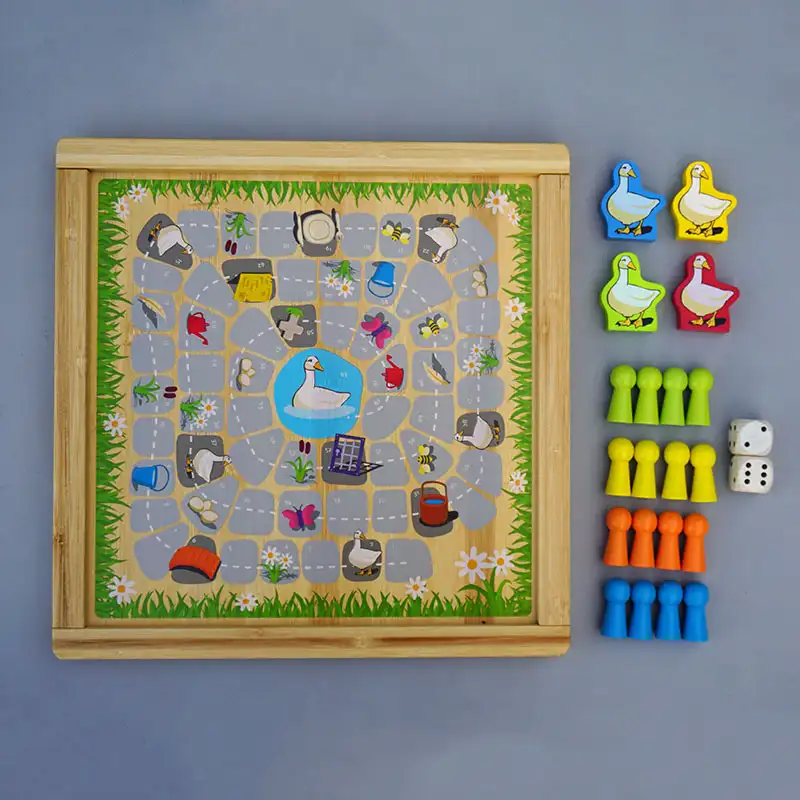 Holz puzzlespiel Reise Schachbrett spiele im Freien Ludo und Gans Spiel für Kinder