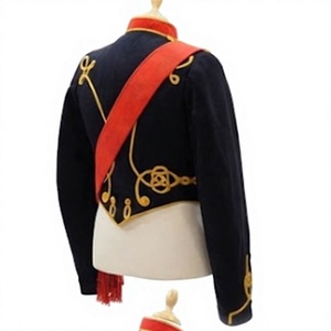 Veste Victorienne Style Uniforme d'Artillerie Équestre Napoléonienne Col Noir Rouge Tresse Dorée Vêtement d'extérieur pour Homme - Product Image 2