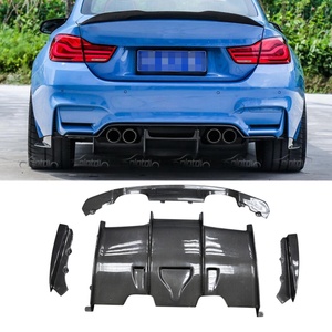 PSM Style Rear Bumper Shark Fins Spoiler Wing Lip <b>Splitters</b> for BMW F80 M3 F82 F83 M4 Carbon Diffuser - Product Image 2