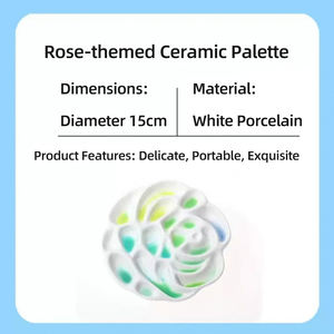Xin Bowen <span class=keywords><strong>Palette</strong></span> de peinture <span class=keywords><strong>aquarelle</strong></span> <span class=keywords><strong>Palette</strong></span> en céramique à grille ondulée à motifs roses pour mélanger les couleurs dans la peinture - Product Image 2