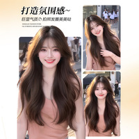 Perruque longue pour femme, style coréen, grandes boucles, effet naturel, avec dentelle transparente, pour une beauté et une richesse humaines sublimes