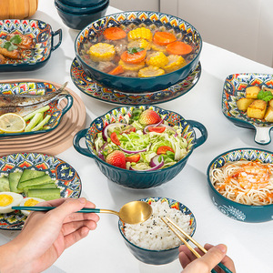 Service de table en céramique de luxe peint à la main Billy Bohemian – Bols créatifs pour riz et soupe, assiettes et plats pour la maison - Product Image 3
