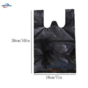 Venta al por mayor de bolsas de camisetas desechables de PE negro liso en relieve sanitario personal para vómitos y excrementos de perro bolsas de basura - Product Image 2