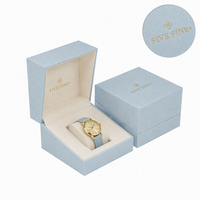 Coffret de montres Fivefine fait main de luxe en carton rouge, avec gaufrage et lamination brillante/mate pour cinq montres-bracelets