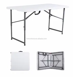4FT Folding in Half Plastic Table for Chinese Outdoor Indoor Collapsible Lightweight Mesa Plegable Furniture