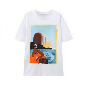 T-shirt en laine peignée MYST&ZA pour femme, nouvelle collection été 2024, style vintage décontracté, coupe classique, col rond, manches courtes, couleur unie 0085009 - Product Image 2
