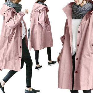<span class=keywords><strong>Trench</strong></span> Coat Lungo da <span class=keywords><strong>Donna</strong></span> Casual Autunnale con Cappuccio a Maniche Lunghe Tinta Unita, Cardigan Antivento Ampio - Product Image 3