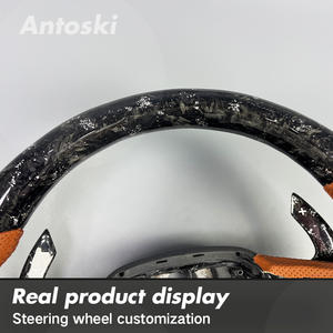 Volant en cuir <span class=keywords><strong>marron</strong></span> personnalisé avec fibre de carbone pour Audi A3 A4 A5 A6 A7 S3 S5 S6 S7 RS3 RS4 RS5 RS6 <span class=keywords><strong>RS7</strong></span> TTRS B8 B9 C8 - Product Image 3