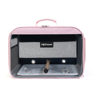 Sac de transport rose souple pour animaux de compagnie en tissu Oxford avec fermeture éclair et fenêtre en maille respirante pour oiseaux - Product Image 1
