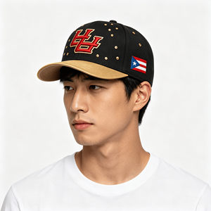 Casquette de baseball snapback tendance avec patch latéral brodé 3D à deux tons orné de strass, logo personnalisé, OEM ODM, vente en gros - Product Image 2