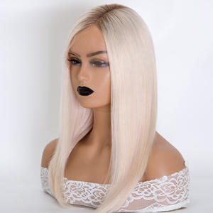 Perruques full lace wig mono top couleur <span class=keywords><strong>blonde</strong></span> avec racine foncée, personnalisation directe d'usine - Product Image 4