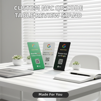 Carte de membre NFC personnalisée en acrylique avec code QR intelligent pour les médias sociaux, support de table RFID vierge pour avis Google