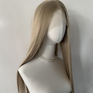 Perruque en dentelle complète, cheveux lisses et raides, non traités, originaux, avec des cheveux raides au milieu et des cheveux de bébé <span class=keywords><strong>sur</strong></span> le dessus. - Product Image 3