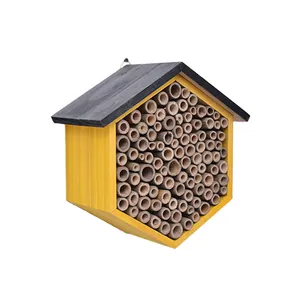 Factory Oem Wood Bee Bug Room Nesting Hive Bumble House For Outdoor Garden Decoration bee house