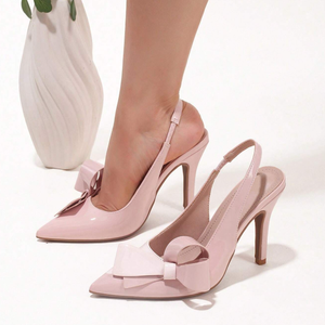 Sandales à talons hauts à bout pointu avec nœud <span class=keywords><strong>pour</strong></span> femmes, talons slingback en cuir PU, idéales <span class=keywords><strong>pour</strong></span> les mariages et les soirées, élégantes <span class=keywords><strong>escarpins</strong></span> <span class=keywords><strong>pour</strong></span> femmes - Product Image 2