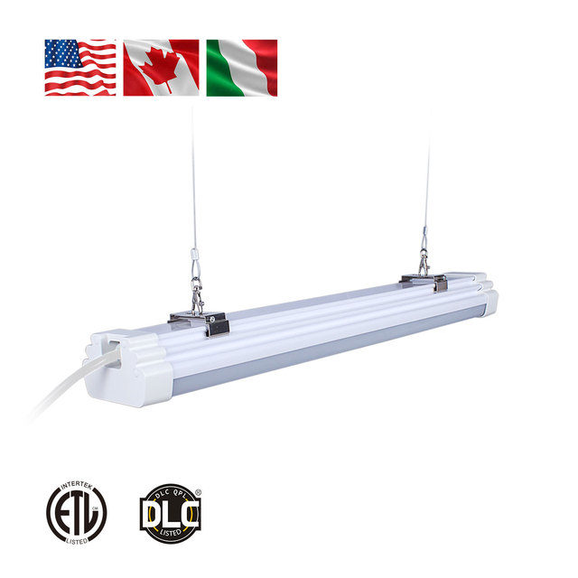 IP65 Tri-proof Emergency LED Batten Light Sensor ETL DLC Certified Adjustable Color Temp 3000K-6500K Dimmable APP Smart Control