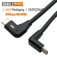 Cable USB 3.1 Tipo-C Angulado de Alta Velocidad OEM de 60W, 20Gbps, 4K 60HZ, con Conductor de Cobre Puro y Carga Rápida de 3A para Computadora/Cámara
