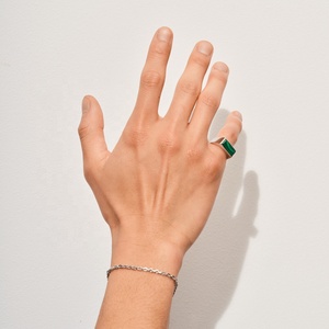Gemnel 925 prata malaquita jóias moda colorido gemstone homens mais recente peaky sinete anel - Product Image 3