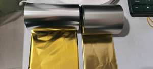 Ruban de transfert thermique <span class=keywords><strong>Prix</strong></span> d'usine Résine de cire dorée mate <span class=keywords><strong>TTR</strong></span> pour imprimantes à codes-barres Étiquette semi-brillante Étiquette synthétique PET - Product Image 3