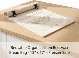 Sac de conservation du pain en coton XL avec revêtement en cire d'abeille, réutilisable, pour pain frais et pain au levain maison - Product Image 4