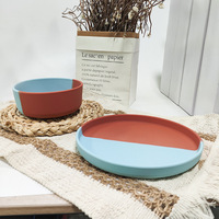 Ensemble de vaisselle en silicone de qualité alimentaire, bols à riz, assiettes à os et à fruits, couleurs assorties, personnalisables, compatibles micro-ondes