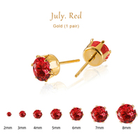 Boucles d'oreilles clous mini ZIRCON 12 mois, style INS, zircon coloré, grenat, jadéite, étanches, inaltérables, en acier inoxydable plaqué or 18 carats