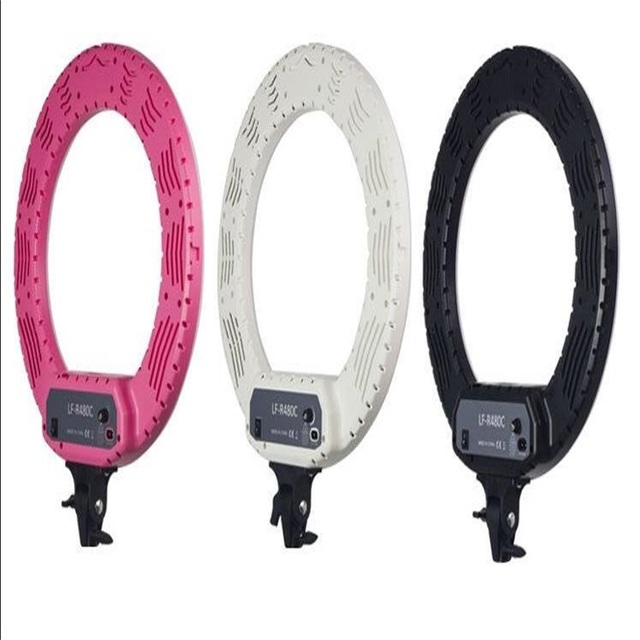 LF-R480C 18'' Led pink Ring Light Photographic Lighting 3200-5800K 100W Ring Lamp Tripod & Mirror for Phone Camera Video