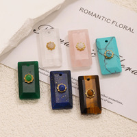 Pendentif rectangulaire classique en pierre précieuse pour carte de tarot - Cartes en pierre naturelle facettée colorée pour la création de pendentifs DIY unisexe