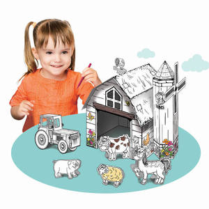 Puzzle 3D personnalisé en usine, <span class=keywords><strong>à</strong></span> <span class=keywords><strong>peindre</strong></span>, <span class=keywords><strong>à</strong></span> assembler, en carton, jouet fait main, modèle de maisonnette <span class=keywords><strong>à</strong></span> colorier DIY BF30006 - Product Image 1