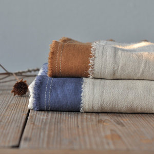 Tovaglia Vintage Bicolore in Cotone e <span class=keywords><strong>Lino</strong></span> con Bordi Grezzi e Patchwork, Decorazione <span class=keywords><strong>per</strong></span> la Casa, Personalizzabile - Product Image 3