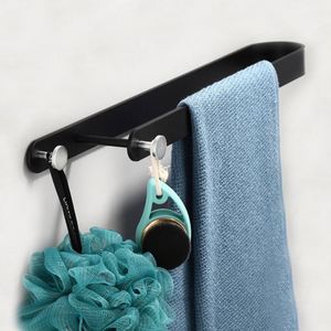 Toallero de Pared de Aluminio Negro Autoadhesivo Estilo Europeo para Baño y Cocina, Duradero, Sin Necesidad de Perforación, Wekis - Product Image 2